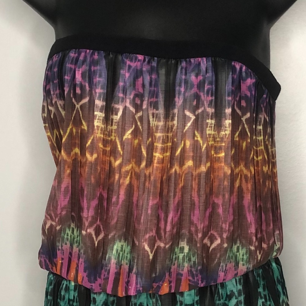 Bcbg Maxazria Multicolor Abstract Print Strapless… - image 2